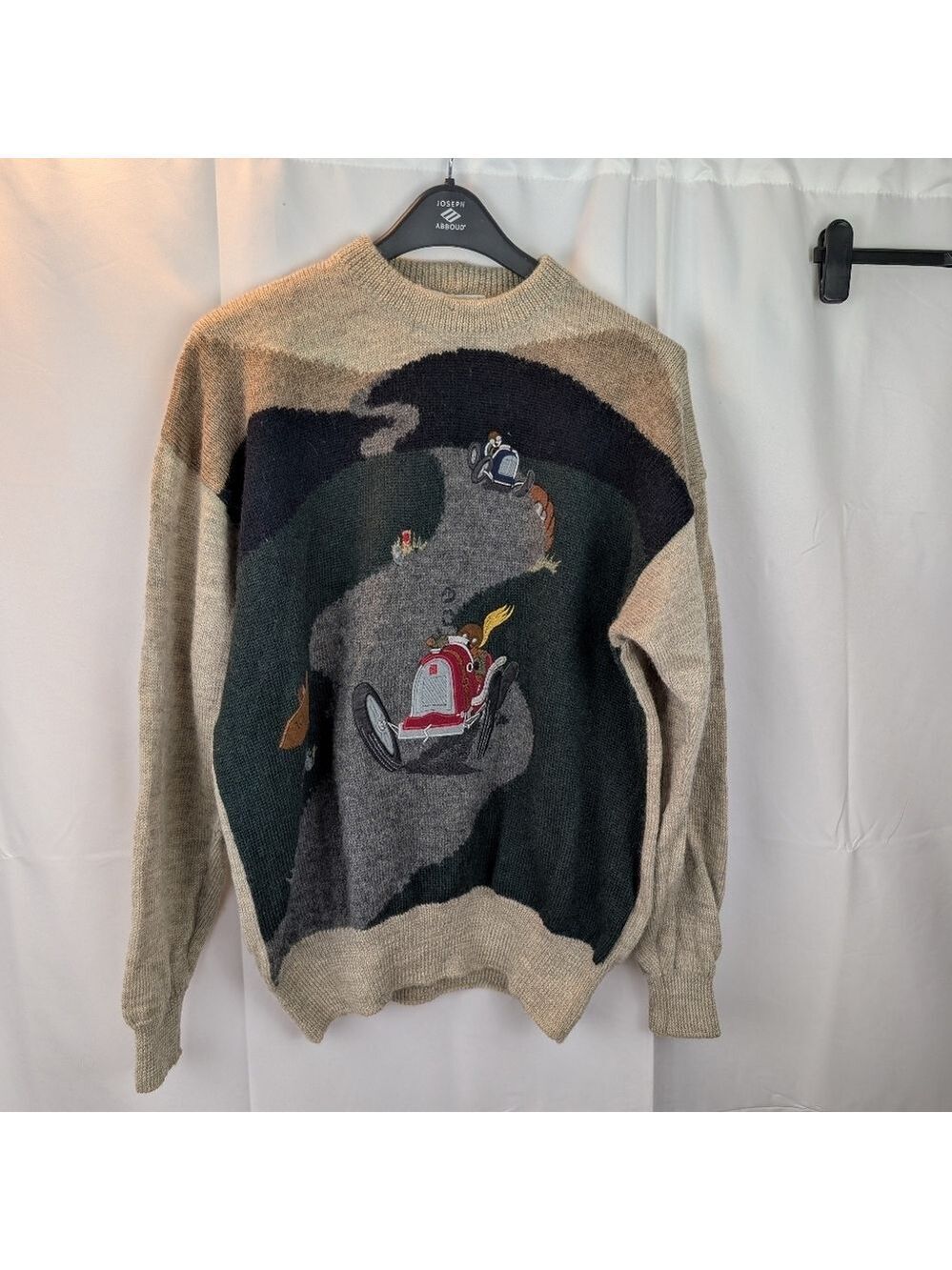 Iceberg Men's Beige and Black Sweater with Racing Design Size L In GUC